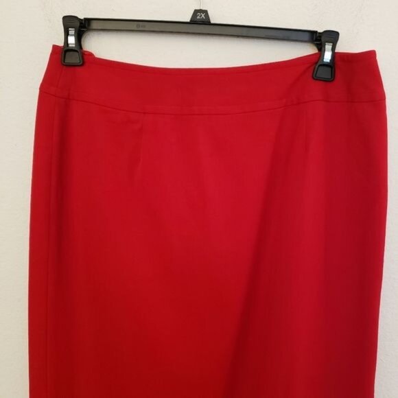 Vintage Rena Rowan Berry Red Wrap Front Midi Skirt w/Gun Metal Closures Sz12 EUC - Picture 6 of 10